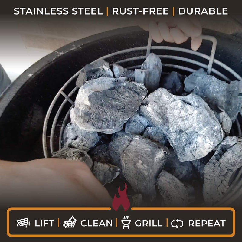 Kick Ash Basket Stainless Steel Charcoal Ash Basket, Fits Big Green Egg Grill, Large - Designed in Wisconsin - Image 3